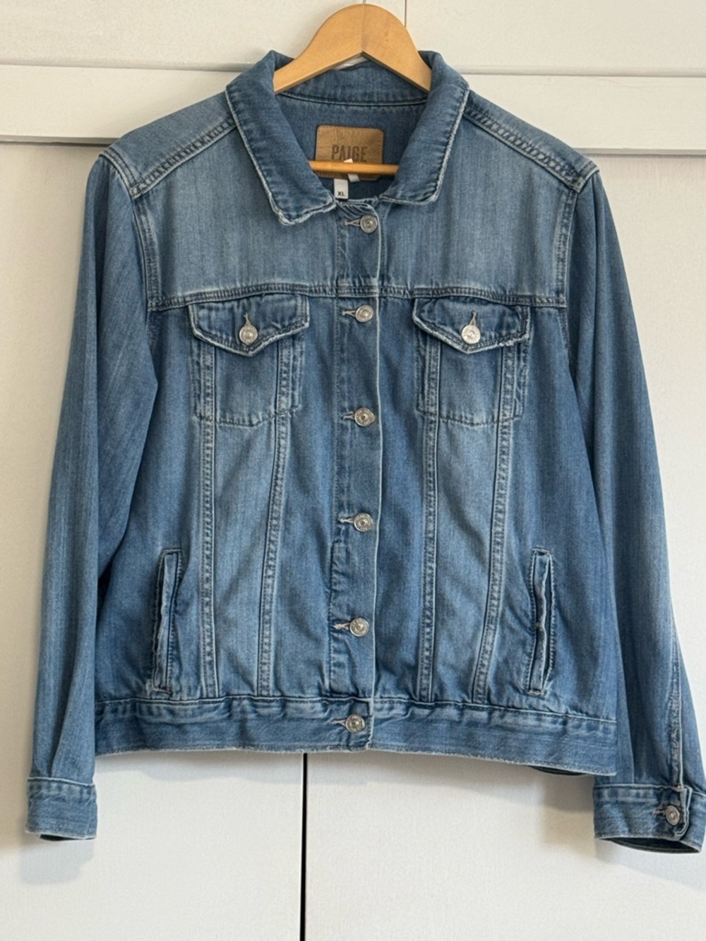 PAIGE Medium Blue Classic Denim Jacket